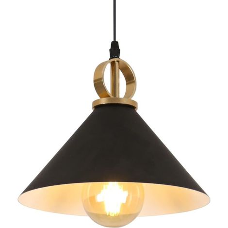Suspension Luminaire Industriel Vintage, E27 Retro Lustre Suspension en Métal, Edison Design Luminaire Plafonnier pour Salon Chambre Café Bar Restaurent, Ø 25cm (Sans Ampoule) [Classe énergétique E] (1/5)
