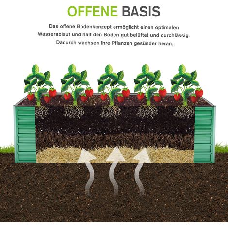Jardinière surélevée en métal 190 x 90 x 64 cm, grand bac à fleurs avec fond ouvert pour un drainage optimal, kit robuste, résistant aux intempéries et à la rouille, idéal pour les légumes, les fleurs (1/5)