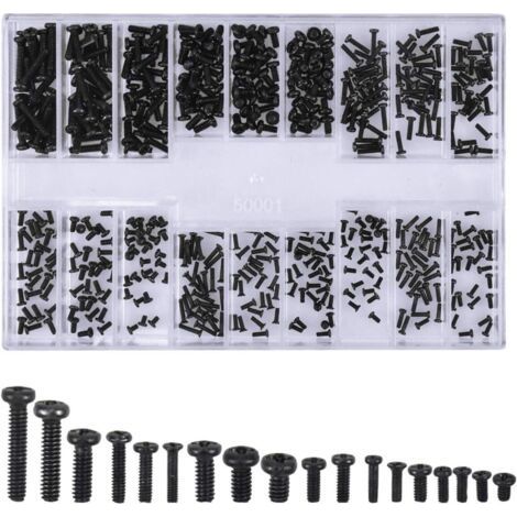 500 Pièces Vis pour Lunettes Tete Ronde Kit de Vis pour Ordinateur Portable Universel M1.2 M1.4 M2 Noir (1/5)
