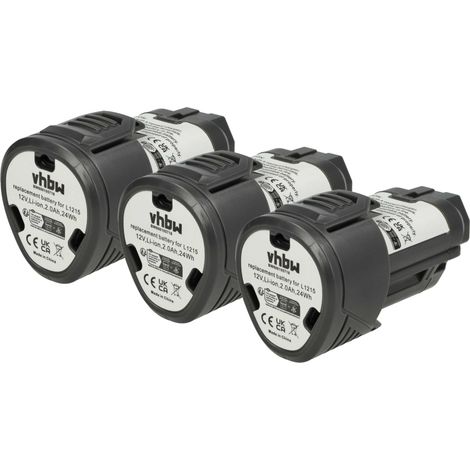 vhbw 3x batteria sostituisce AEG L1215P, L1220, L1240, L1215R, L1230R, L1230 per utensile elettrico (2000 mAh, Li-Ion, 12 V)