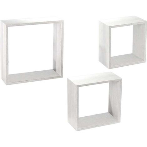 MAURY'S 3 PENSILI QUADRATI IN LEGNO DA PARETE IN TRE MISURE BIANCO LEGNO (1/5)