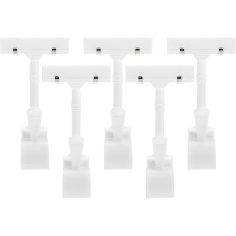 Lot de 5 pinces de fixation en plastique pour étiquettes de prix et affichage publicitaire.-16X7.7X3.1CM-White (1/3)