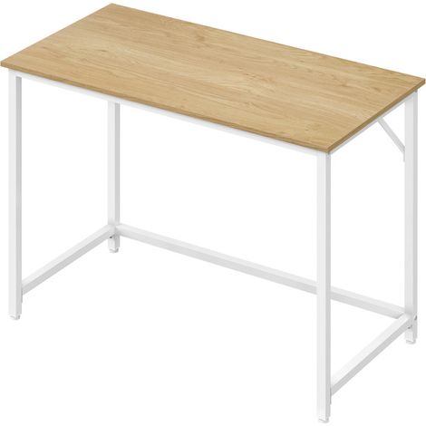 Bureau 100 x 50 x 76 cm, Cadre en Métal, pour Bureau, Chambre, Salon, Couleur Chêne et Blanc (1/5)