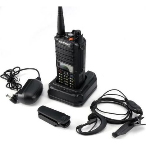 Baofeng UV-9R Plus Talkie-walkie FM radio VHF/UHF IP67 étanche avec double bande/affichage/veille longue portée (Casque ajouté) (1/4)