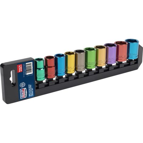 Sealey AK288 Premier Multi-Coloured Socket Set 1/2""Sq Drive 10pc