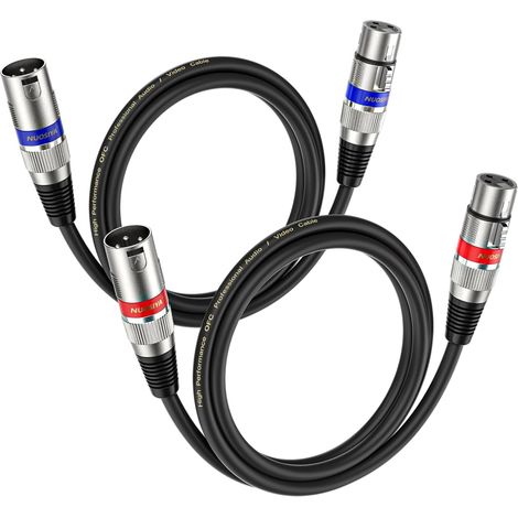 Câble XLR 1m 2 Paquet, Câble Microphone Mâle Femelle, Balanced XLR pour Microphones, Enceintes, Console de Mixage, Amplificateur (1/5)