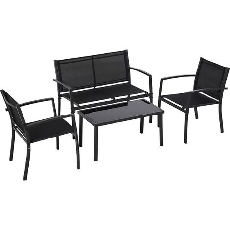 Set Mobili Da Esterno Con Copertura in Textilene E Tavolo Con Copertura in Vetro Temperato (1/4)