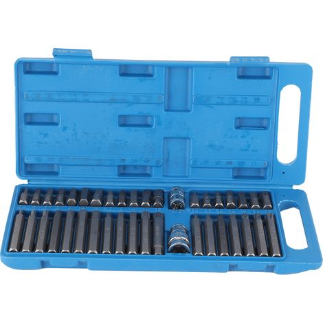 Lot de 40 embouts étoiles Torx 1/2" et 3/8" carré avec caisse bleue, outil à main pour réparation automobile (1/5)