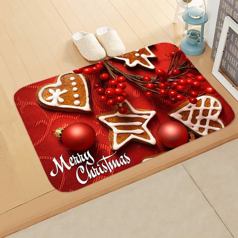 Tapis de sol de Noël, tapis d'intérieur anti-dérapant, tapis de porte de Noël, motif de Noël, décoration d'intérieur, tapis de porte de Noël, tapis de salle de bain, tapis de chambre à coucher 1 pièce (1/2)