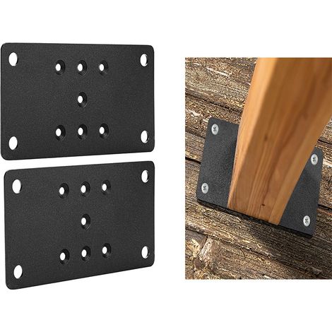 Plaque de base robuste pour poteaux de patio, fixations pour poteaux de clôture, supports, plaques d'ancrage pour poteaux de terrasse, connecteurs pour socles de poteaux de terrasse (1/5)