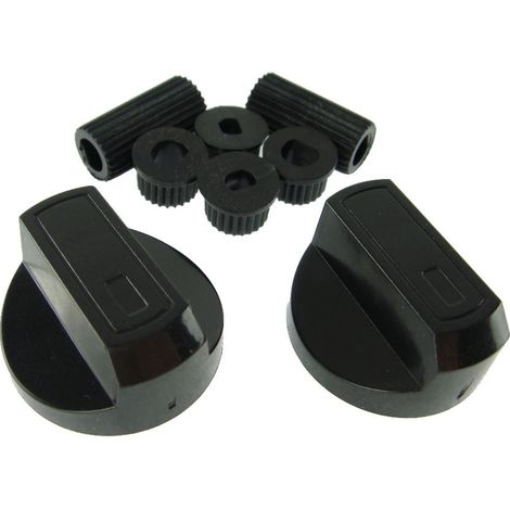 Universal Black Control Knobs Toaster Trouser Press Camping Stove Hob x 2 (1/4)