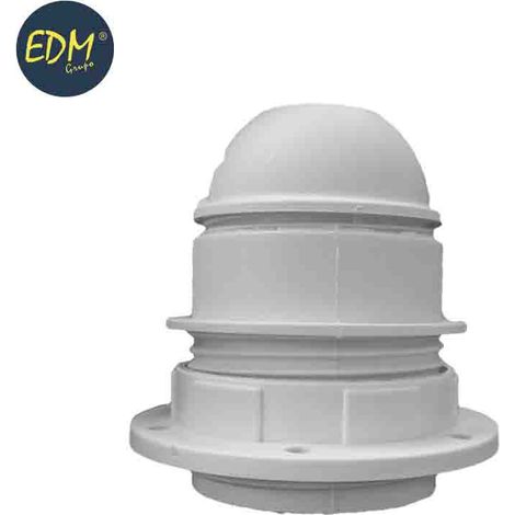 Weiße Lampenfassung mit Halbgewinde E27 + Unterlegscheibe (eingeschweißt) EDM