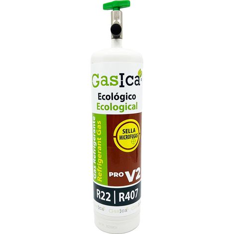 GASICA V2 PRO 400g  Sustituto Ecológico R22 R407C  Incluye Válvula  Sellador de Fugas y Alta Eficiencia Energética