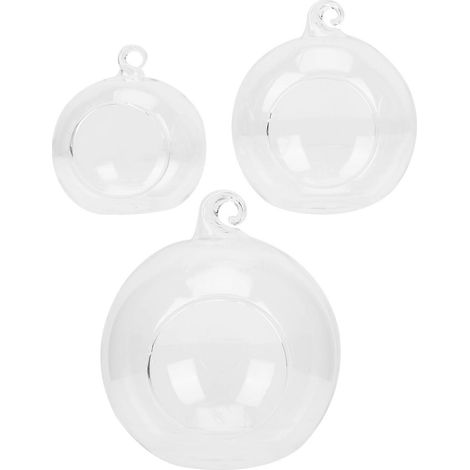 Ensemble de 3 vases suspendus en verre pour la décoration. (1/5)