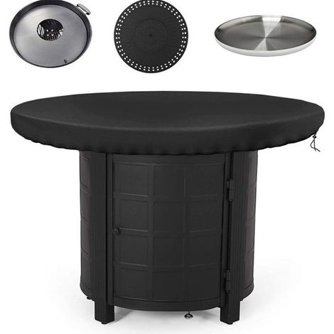 Housse de protection pour plaque de feu, 420D, étanche, anti-UV, pour plaque de feu, plaque de barbecue (diamètre 100 cm) (1/5)