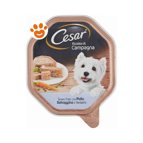 Cesar Dog Ricette di Campagna con Pollo Selvaggina e Verdurine in Salsa  - Cesar Dog Ricette di Campagna con Pollo Selvaggina e Verdurine in Salsa - Vaschetta Da 150 Gr