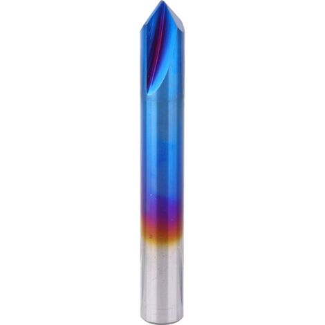 Fraise à Chanfrein 90° 2 Dents Revêtement Bleu Carbure Monobloc Tungstène 10x75L (1/5)
