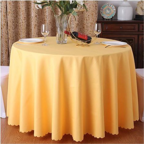 Nappe Ronde Maison hôtel Jupe de Table de Banquet Jaune 160cm de diamètre (1/4)