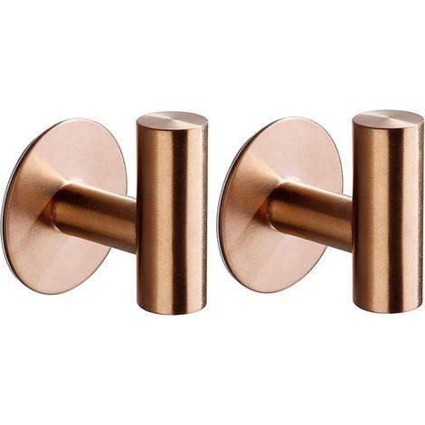 (Oro rosa) Ganchos adhesivos de pared de 2 piezas para baño, ganchos para toallas de cocina, sistema para colgar cuadros (no requiere perforación), ganchos autoadhesivos de acero inoxidable para toall (1/4)