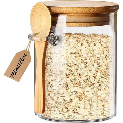 Glasbehälter Vorratsdosen Luftdicht Löffel Overnight Oats Gläser Kaffee Tee (1/5)