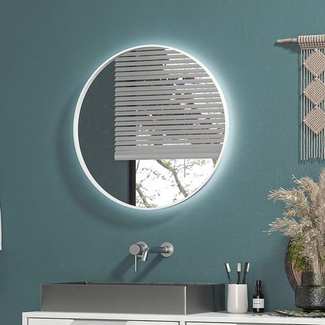 Specchio tondo led retroilluminato 80 cm cornice bianca  KAM-S8000B kamalu