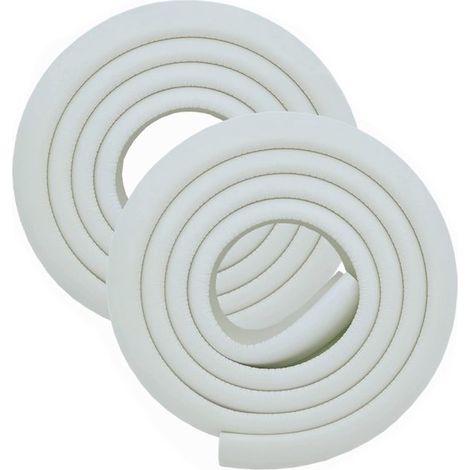 Protection d'angle - 2 pièces - Protège-coins - Protection de table - 2 mètres de mousse pare-chocs - Coussinets de protection des bords - En forme de L - Auto-adhésif - Anti-collision - Wit - Caoutch (1/5)