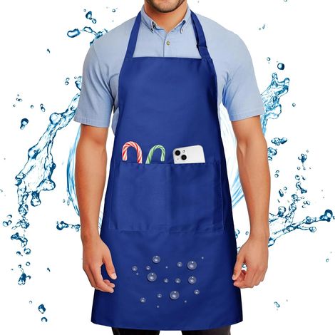 1 Tablier, Coton et Polyester, 2 Poches, Ajustable, Résistant à l'eau et à l'huile, pour Cuisine, Jardinage, BBQ (1/5)