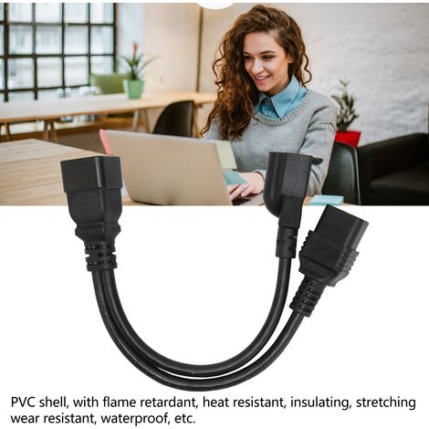 Câble secteur IEC320 C20 mâle vers IEC320 C19 femelle et 5‑15R femelle, répartiteur 32 cm, 12,6 pouces, pour alimentation d'équipement (1/5)