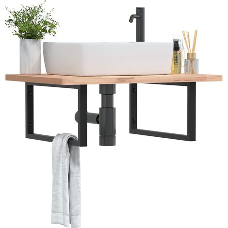 Soportes estante de lavabo 2 uds rectangular acero negro