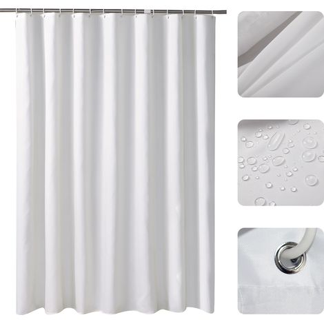 Cortina de ducha impermeable, de una pieza, de poliéster, resistente al moho, accesorio de baño, negra/blanca/gris (varios tamaños desde 120x180cm hasta 240x200cm, 8/10/12/16 ganchos) (1/5)