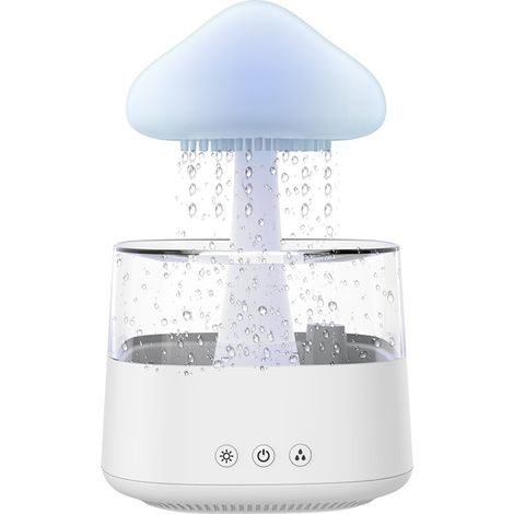 Umidificatore a forma di nuvola di pioggia, umidificatore sonoro a forma di goccia di pioggia e diffusore di oli essenziali per aromaterapia con 7 luci colorate, nano nebbia, aiuta a dormire e rilassa