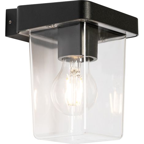 QAZQA Moderno Aplique de pared exterior moderno negro IP54 - Chimay Aluminio /Plástico Rectangular Adecuado para LED Max. 1 x 20 Watt