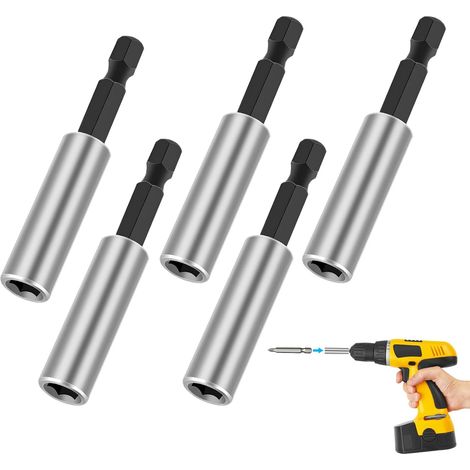Lot de 5 porte-embouts magnétiques - 60 mm - Changement rapide - Pour perceuses, tournevis, visseuses sans fil, perceuses (1/5)