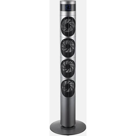 Ventilador Torre Mombuey Gris 3vel 25w 4ventiladores Dc Fijo Y Rotatorio,orientable,temporizador12h 117x34x34cm