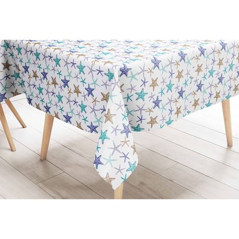 TOVAGLIA LIMA © in TELA CERATA plastificata LAVABILE idrorepellente in PVC STELLE MARINE Made in Italy Cm. 140x140 x4 persone