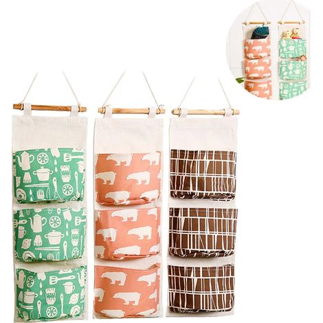 3-teiliger hängender Organizer Wandtasche mit 3 Taschen Hängeaufbewahrung für Kinderzimmer Badezimmer Schlafzimmer Büro (1/4)