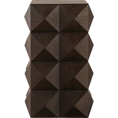 Table d'appoint rétro en bois massif avec motif en relief 3D, hauteur 60 cm, couleur brun (1/5)