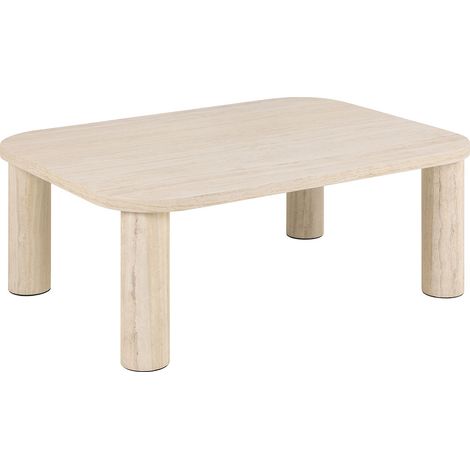 Ebuy24 – Table basse fixe beige 120x60cm – Design minimaliste avec bords arrondis – Pieds cylindriques pour stabilité – Meuble moderne pour salon (1/5)