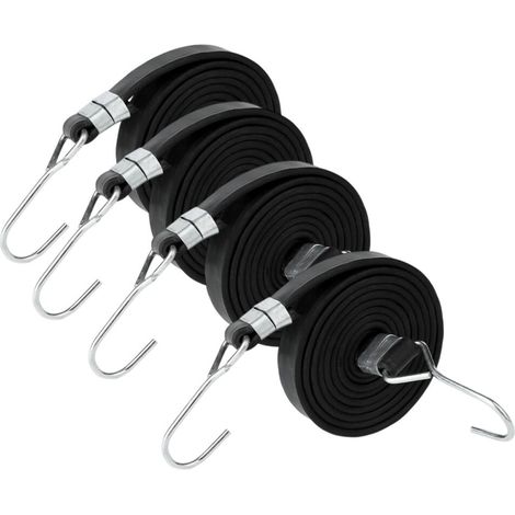 Lot de 4 Tendeurs Elastique avec Crochets Noir Tendeur Élastique de Fixation avec Sandow Robuste pour Bagages Bache Piscine Velo Remorque (1/5)