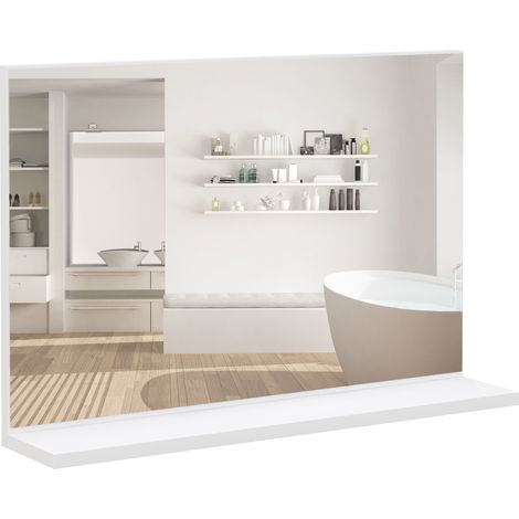 Specchio Bagno a Parete 60x12x40 cm con Mensola Bianco (1/5)