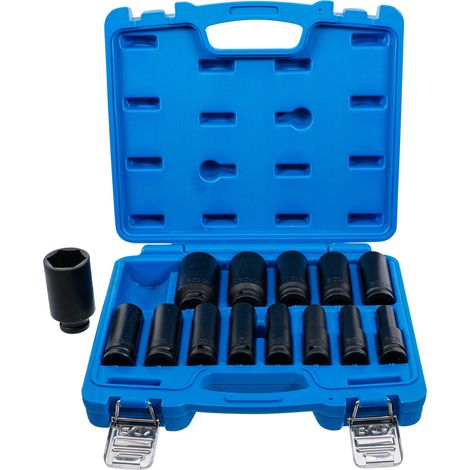 BGS Kraft-Steckschlüssel-Einsatz-Satz Sechskant Antrieb Innenvierkant 12,5 mm SW 10 - 32 mm 14-tlg.