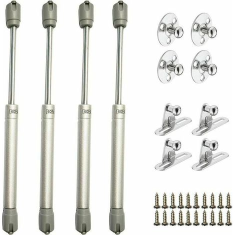 Lot de 4 Vérins à Gaz Hydrauliques pour le Levage de Portes d'Armoires, Meubles de Cuisine - Amortisseurs avec Charnière, 60N / 6kg, Longueur 270 mm (1/5)