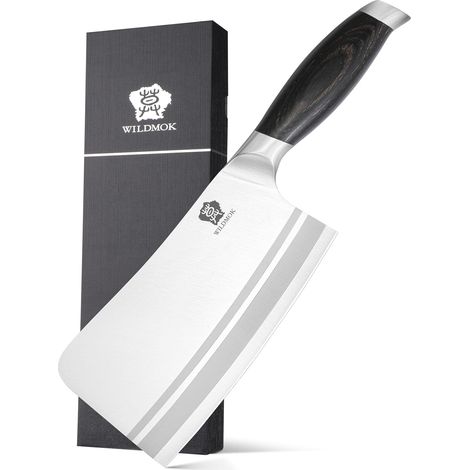 Meat Cleaver Knife, 7 Inch Heavy Duty Bone Chopper, Stainless Steel Butcher Knife with Black Pakkawood Handle, Chinese for Kitchen (1/5)
