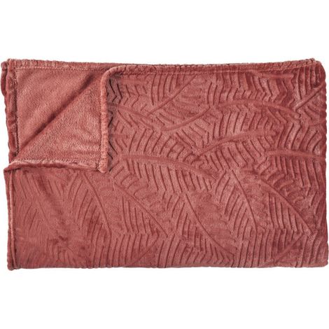 Plaid Flanelle Embosse "Roméo" 150x200cm Terracotta (1/3)