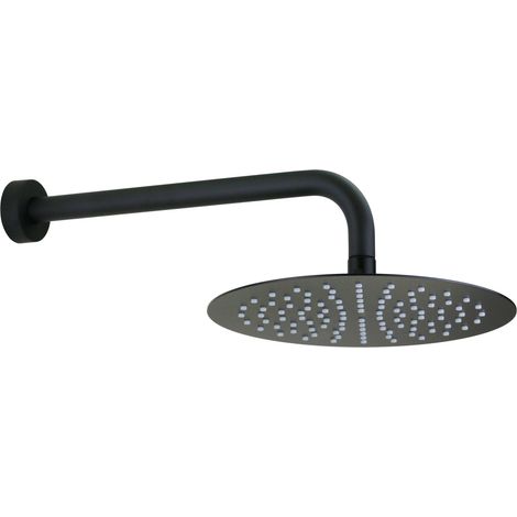 Set braccio doccia 40 cm e soffione Ø25 cm in acciaio inox AISI316L in colore nero opaco Mamoli Tuttodunpezzo 0000317SK02K  Nero opaco