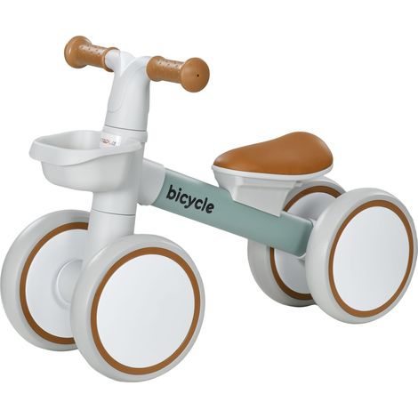 Vélo enfant 12-36 mois selle réglable 4 roues silencieuses vert 56x27x39 cm