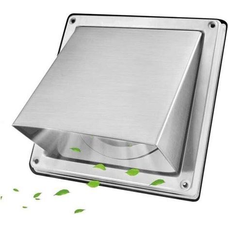 100 mm quadratisches Edelstahl-Lüftungsgitter mit Rückschlagventil und Insektenschutz (1/4)