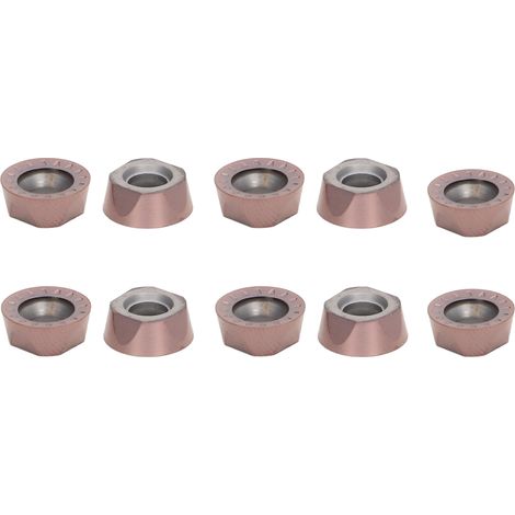 Lot de 10 plaquettes carbure rotatives bronzées revêtues pour tour à bois CNC DIY et tournage manuel RPMT10T3MOE-JS (1/5)