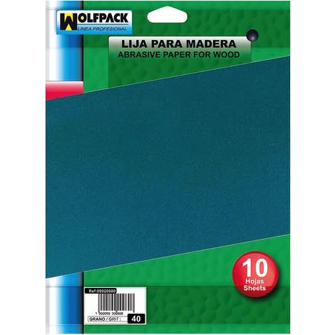 Lija Madera Grano 60 (Pack 10 pliegos)