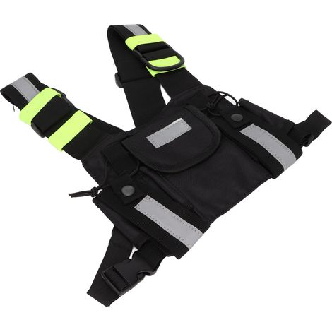 Étui ventral réfléchissant vert pour talkie-walkie Baofeng, sacoche de sécurité radio (1/5)